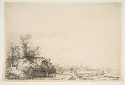 Ouderkerk Manzaralı Kanalın Yanında Yazlık, yaklaşık. 1641. by Rembrandt van Rijn