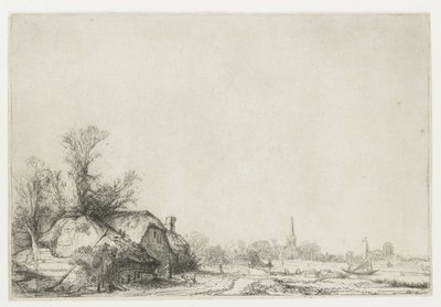 Ouderkerk manzaralı bir kanalın yanında yazlık by Rembrandt van Rijn