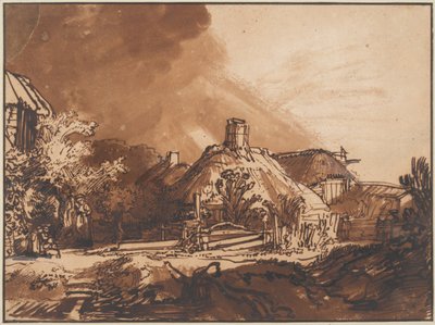 Fırtınalı Gökyüzünün Altındaki Kulübeler, c. 1640 by Rembrandt van Rijn