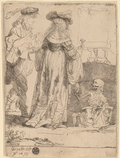 Açık Mezardan Evli Çifte Görünen Ölüm by Rembrandt van Rijn