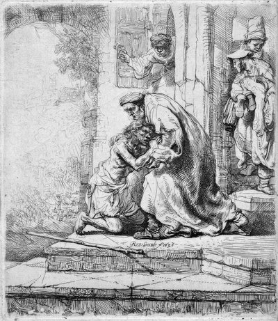 Müsrif oğlunun eve dönüşü by Rembrandt van Rijn