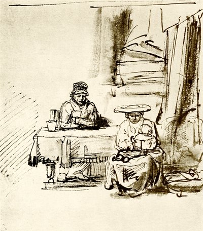 aile sahnesi by Rembrandt van Rijn