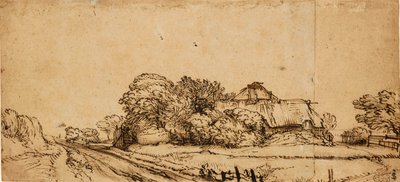Bir Yolun Yanındaki Çiftlik Binaları, 17. yüzyılın ortalarında, by Rembrandt van Rijn