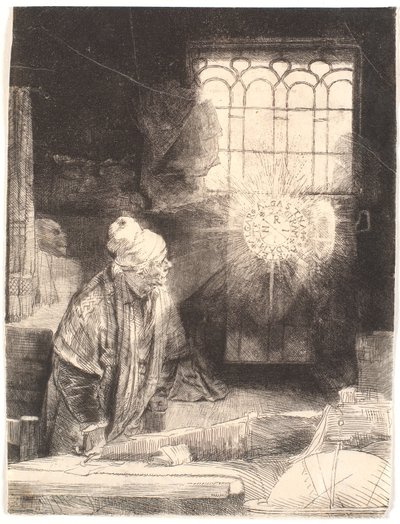 Faust çalışma odasında, sihirli bir diski izliyor (Dr. Faustus) by Rembrandt van Rijn