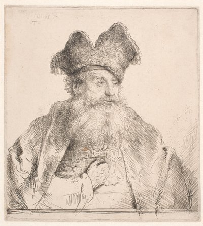 Kürk şapkalı yaşlı adam by Rembrandt van Rijn