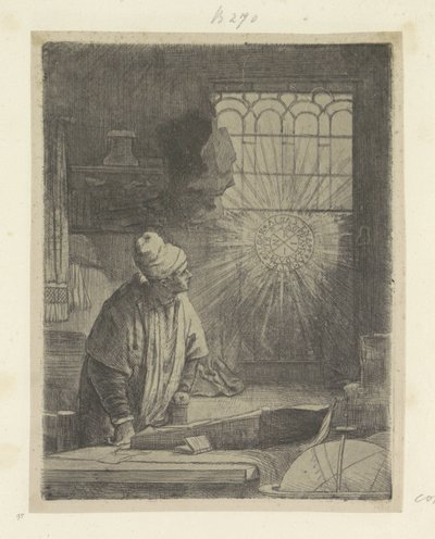 Çalışmasında bilim adamı (Faust) Recueil de quatre-vingt-cinq orijinalleri estampes (seri başlığı) by Rembrandt van Rijn