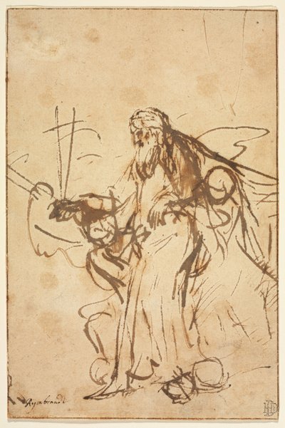 Melekler Tarafından Desteklenen Baba Tanrı by Rembrandt van Rijn