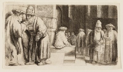 Sinagogdaki Yahudiler by Rembrandt van Rijn