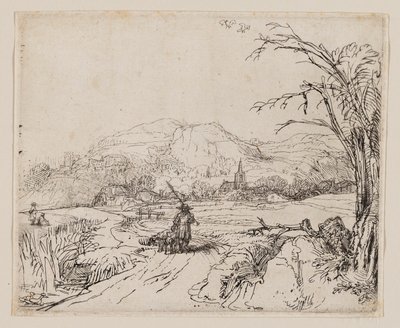 Sporcu ve Köpeklerle Manzara by Rembrandt van Rijn