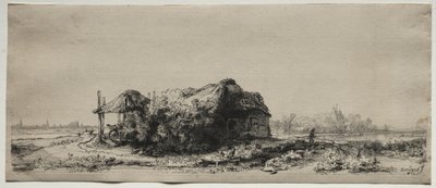 Bir Kulübe ve Saman Ahırı ile Manzara: Oblong, 1641. by Rembrandt van Rijn
