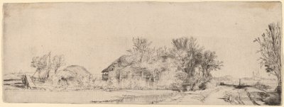 Kanalın Yanında Yol Olan Manzara by Rembrandt van Rijn