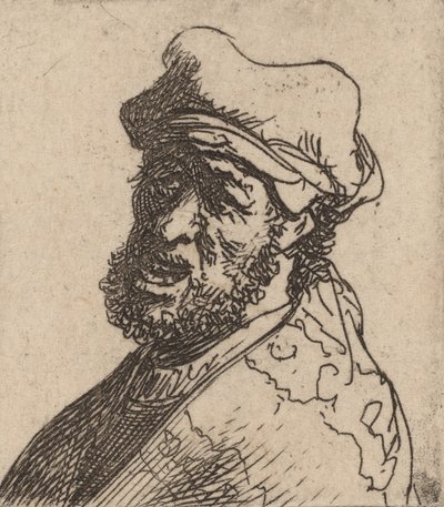 Ağlayan Adam, Üç Çeyrek Sol, c. 16301631. by Rembrandt van Rijn