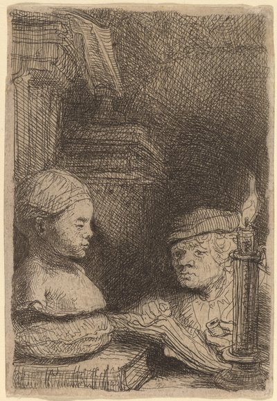 Oyunculardan Çizim Yapan Adam by Rembrandt van Rijn