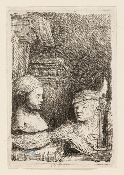 Oyunculardan Çizim Yapan Adam by Rembrandt van Rijn