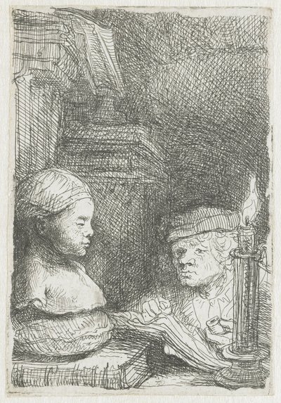 Bir dökümden çizim yapan adam by Rembrandt van Rijn