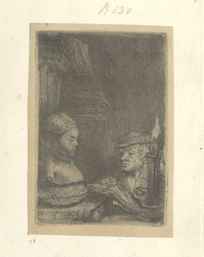 Adam, bir alçı modelden sonra çizim Recueil de quatre-vingt-cinq orijinalleri estampes (seri başlığı) by Rembrandt van Rijn