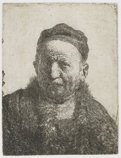 Dar bir şapka takan adam: büstü (sanatçının babası?) by Rembrandt van Rijn