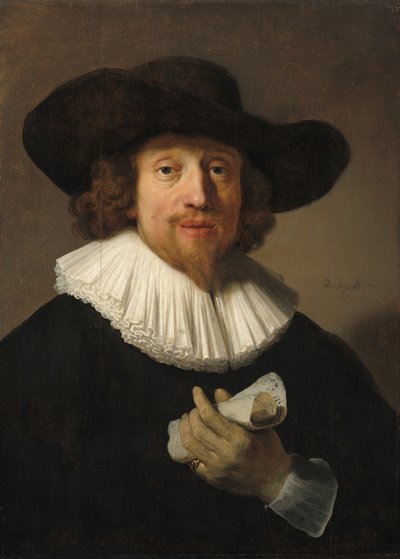 Bir müzik yaprağı olan adam by Rembrandt van Rijn