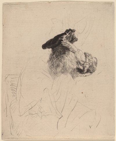 Yaşlı Adam Eliyle Gözlerini Gölgeliyor, c. 1639. by Rembrandt van Rijn