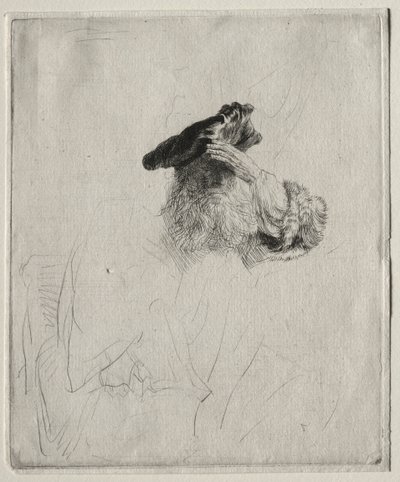 Gözlerini Eliyle Gölgeleyen Yaşlı Adam, c. 1639. by Rembrandt van Rijn