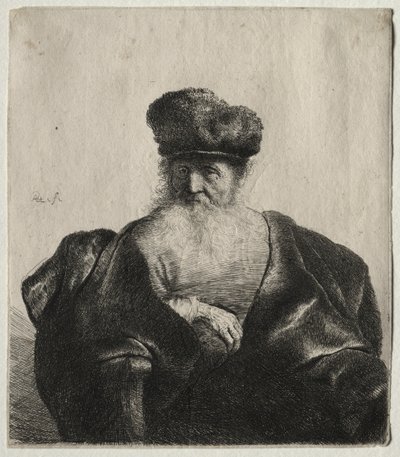 Sakallı, Kürk Şapkalı ve Kadife Pelerinli Yaşlı Adam, c. 1632. by Rembrandt van Rijn
