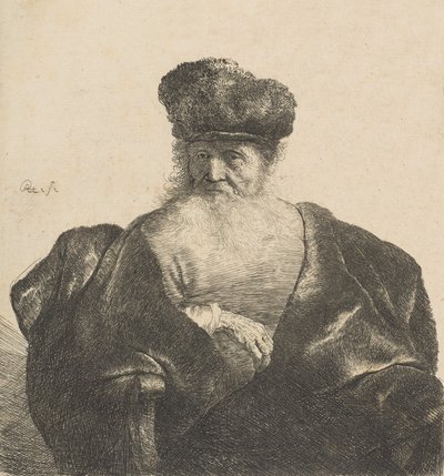 Sakallı, Kürk Şapkalı ve Kadife Pelerinli Yaşlı Adam, yak. 1631., yaklaşık 1631. by Rembrandt van Rijn