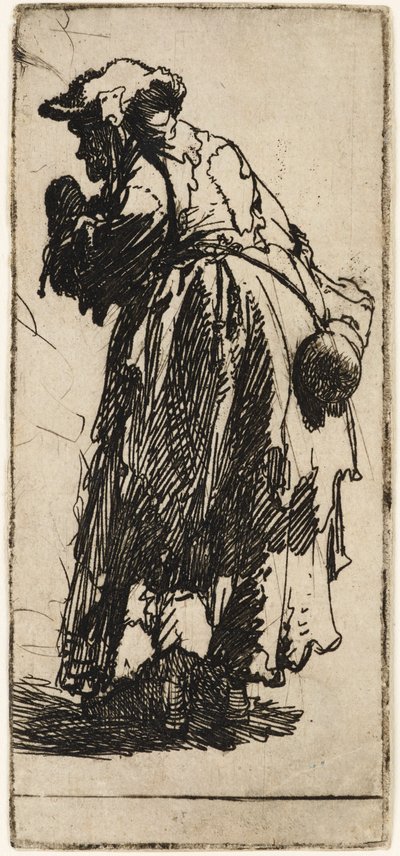 Kabağı olan yaşlı dilenci kadın, c.1629. by Rembrandt van Rijn
