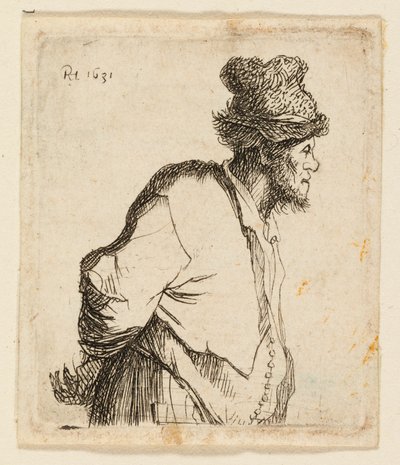 Elleri Arkasında Köylü by Rembrandt van Rijn