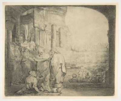 Peter ve John, Tapınağın Kapısında Sakatları İyileştirir, 1659. by Rembrandt van Rijn