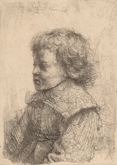 Profildeki Bir Çocuğun Portresi, 1641. by Rembrandt van Rijn