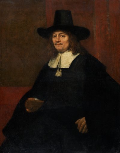 Uzun Şapkalı Bir Adamın Portresi, c. 1663. by Rembrandt van Rijn