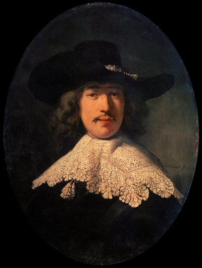 Dantel Yakalı Genç Bir Adamın Portresi, 1634. by Rembrandt van Rijn