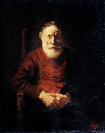Kırmızılı yaşlı bir adamın portresi, 1652-1654. by Rembrandt van Rijn