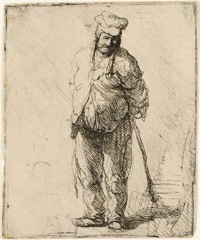 Elleri Arkasında Bir Sopa Tutarak Dağınık Köylü, c.1630. by Rembrandt van Rijn