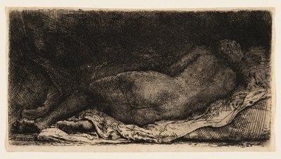 uzanmış kadın çıplak by Rembrandt van Rijn
