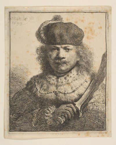 Yükseltilmiş Kılıçlı Rembrandt, 1634. by Rembrandt van Rijn