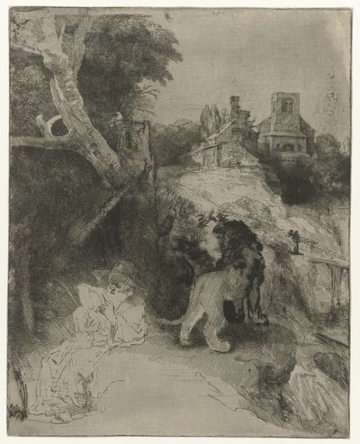 Bir İtalyan Manzarasında Aziz Jerome Okuma St Jerome bir İtalyan manzarasında okuyor by Rembrandt van Rijn