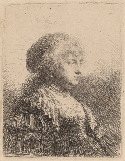 Saçında İncilerle Saskia, 1634 by Rembrandt van Rijn