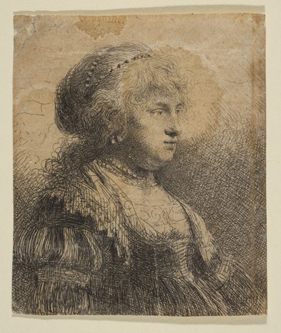 Saçında İncilerle Saskia, 1634. by Rembrandt van Rijn