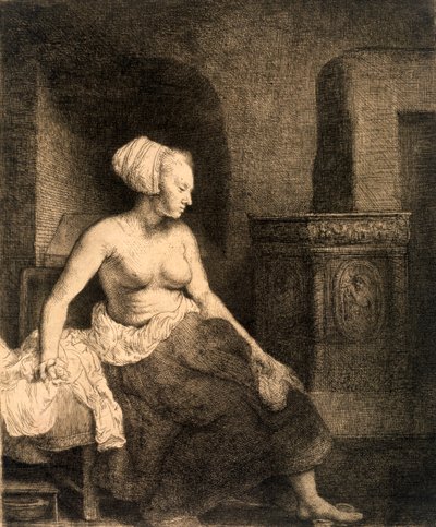 Oturan Çıplak Kadın, 1658 by Rembrandt van Rijn