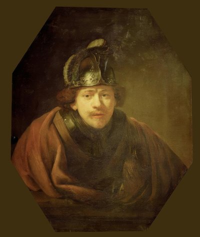 Bir savaşçı olarak otoportre by Rembrandt van Rijn