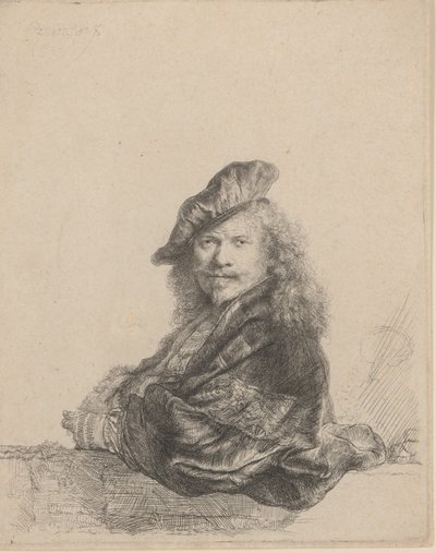 Taş Pervaza Yaslanmış Otoportre, 1639., 1639. by Rembrandt van Rijn