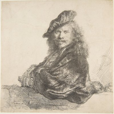 Taş Duvara Yaslanmış Otoportre, 1639. by Rembrandt van Rijn