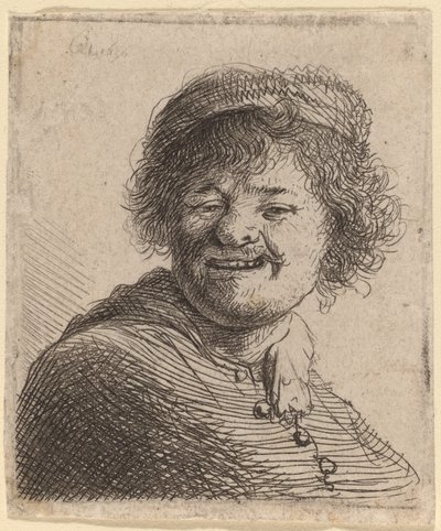 Şapkalı Otoportre: Gülmek by Rembrandt van Rijn