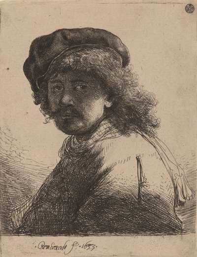 Şapkalı ve Atkılı Otoportre Kara Yüzlü, 1633. by Rembrandt van Rijn