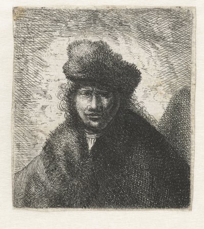 Eğik kürk şapkalı Otoportre: Büst, yaklaşık 1631. by Rembrandt van Rijn