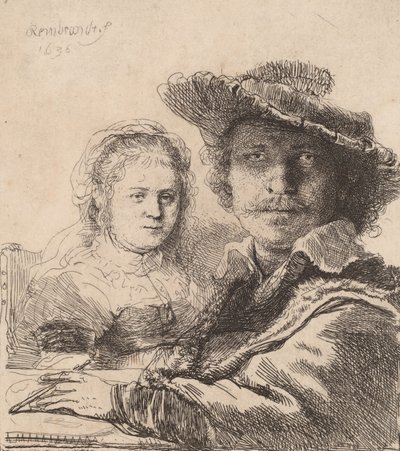 Saskia ile Otoportre, 1636. by Rembrandt van Rijn
