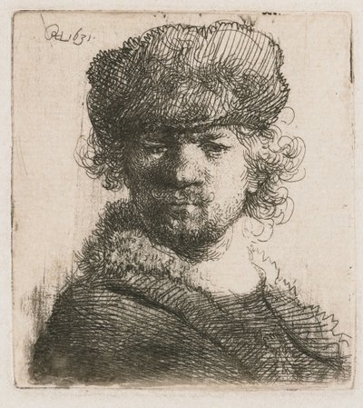 Ağır Kürk Şapkalı Otoportre Ağır Kürklü Şapkalı Otoportre: büst by Rembrandt van Rijn