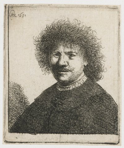 Düşen yakalı pelerinli otoportre: büst by Rembrandt van Rijn