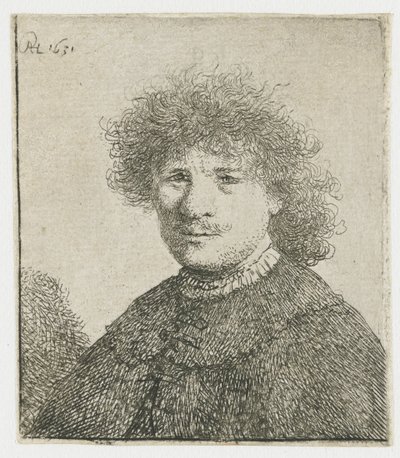 Düşen yakalı pelerinli otoportre: büst by Rembrandt van Rijn